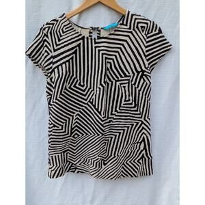 Tori Richard Honolulu Women's Abstract Print Blouse Sz 10‎ Keyhole Coastal Beach